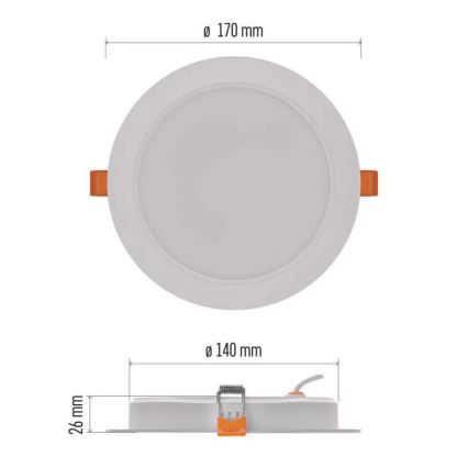 Вбудований стельовий LED світильник LED/18W/230V діаметр 17 cm білий