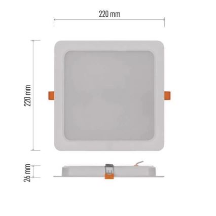 Вбудований стельовий LED світильник LED/24W/230V 22x22 см білий