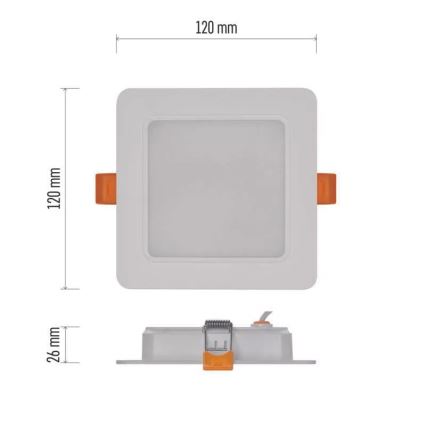Вбудований стельовий LED світильник LED/9W/230V 12x12 см білий