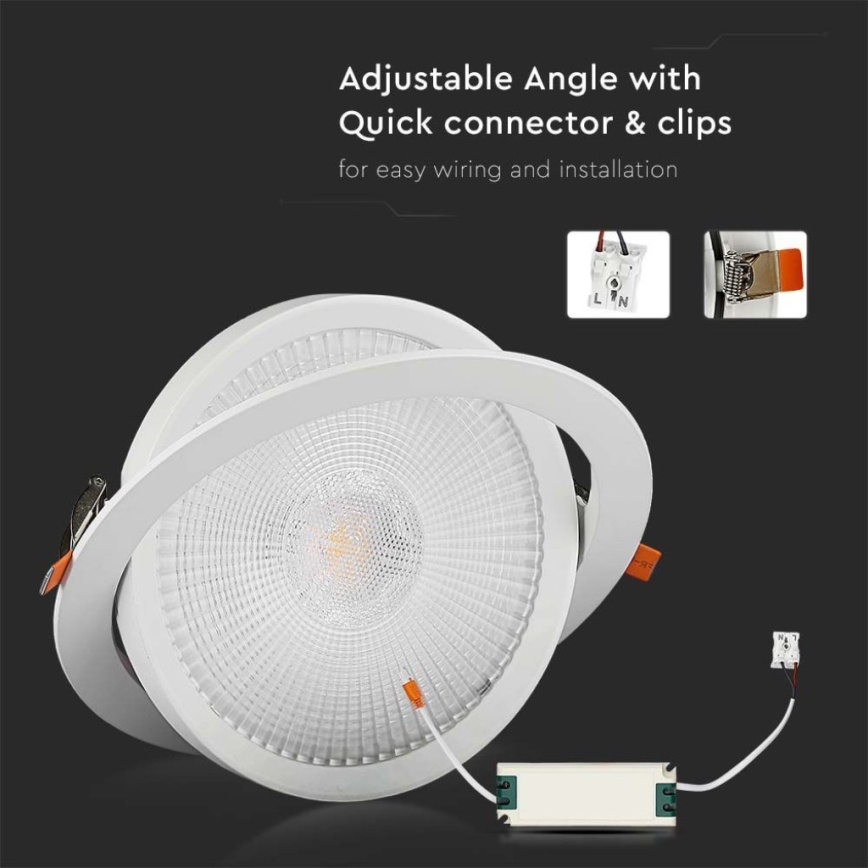 Вбудований стельовий LED світильник SAMSUNG CHIP LED/10W/230V 6400K
