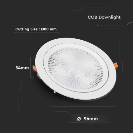 Вбудований стельовий LED світильник SAMSUNG CHIP LED/10W/230V 6400K