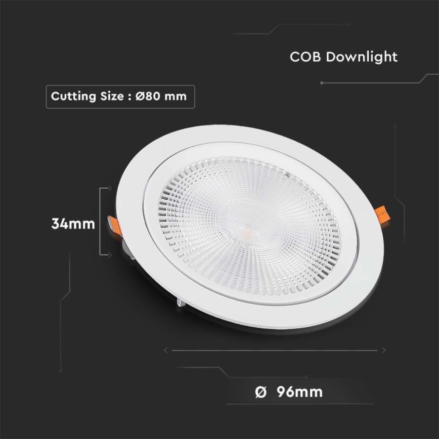 Вбудований стельовий LED світильник SAMSUNG CHIP LED/10W/230V 6400K