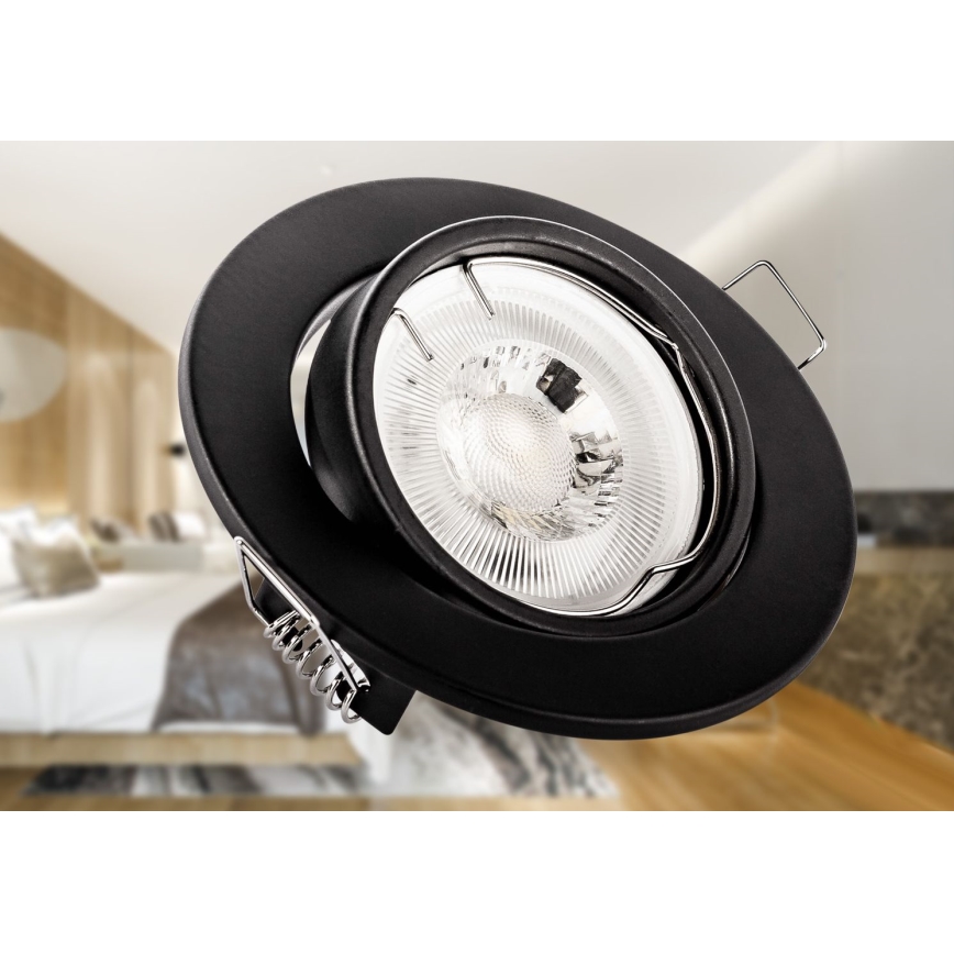 Вбудований стельовий світильник 1xGU10/MR16/10W/230V діаметр 9 см чорний