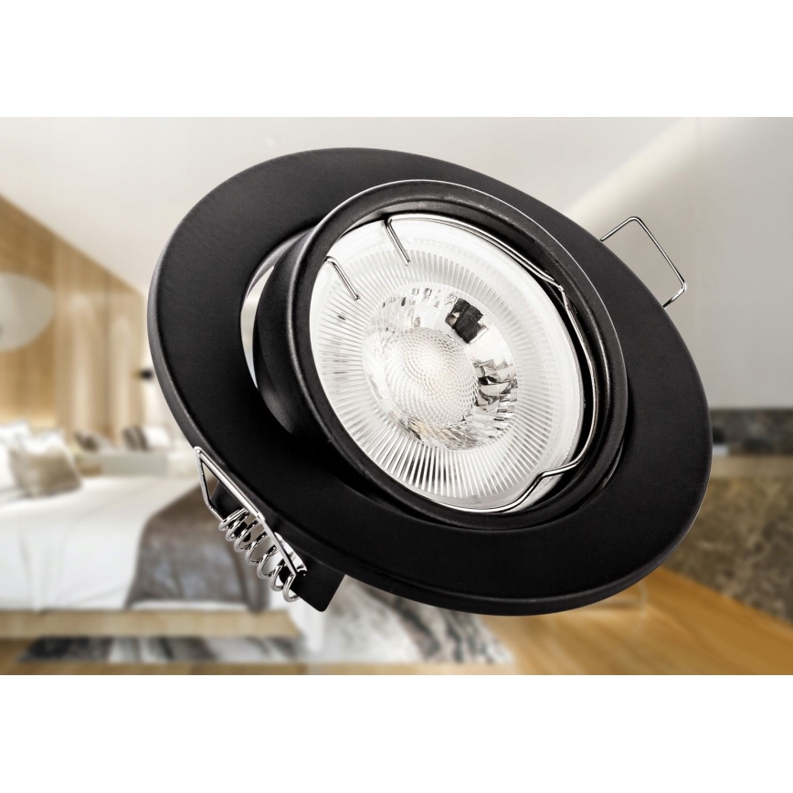 Вбудований стельовий світильник 1xGU10/MR16/10W/230V діаметр 9 см чорний