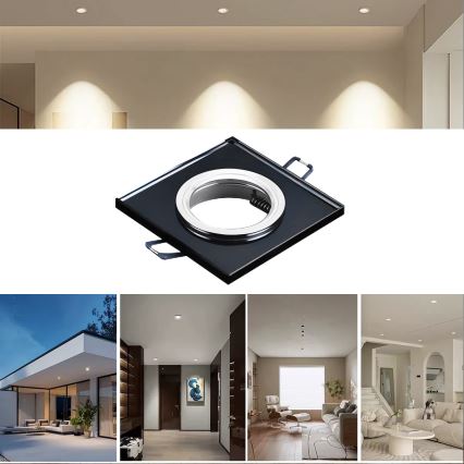 Вбудований світильник для підвісної стелі 1xGU10/MR16/10W/230V, 9x9 см, чорний