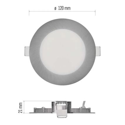 Вбудований світильник NEXXO LED, 7 Вт, 230 В, 3000/3500/4000 К, сріблястий, діаметр 12 см