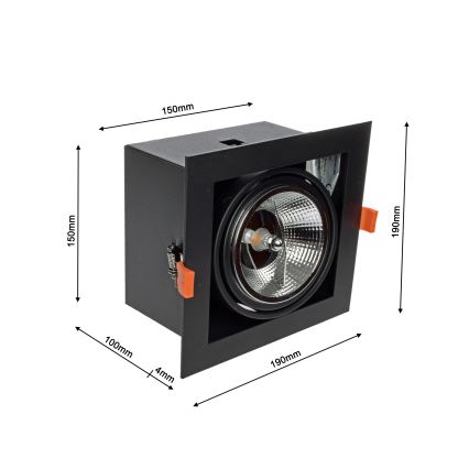 Вбудований світильник PLAZA AR111 1xGU10/12W/230V чорний