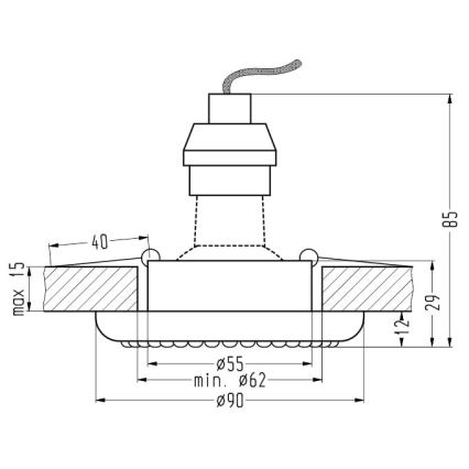 Вбудований світильник SOC 1xGU10/50W/230V
