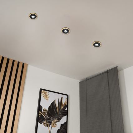 Вбудований точковий світильник TOBBY 1xGU10/20W/230V діам. 11,5 см дуб/чорний