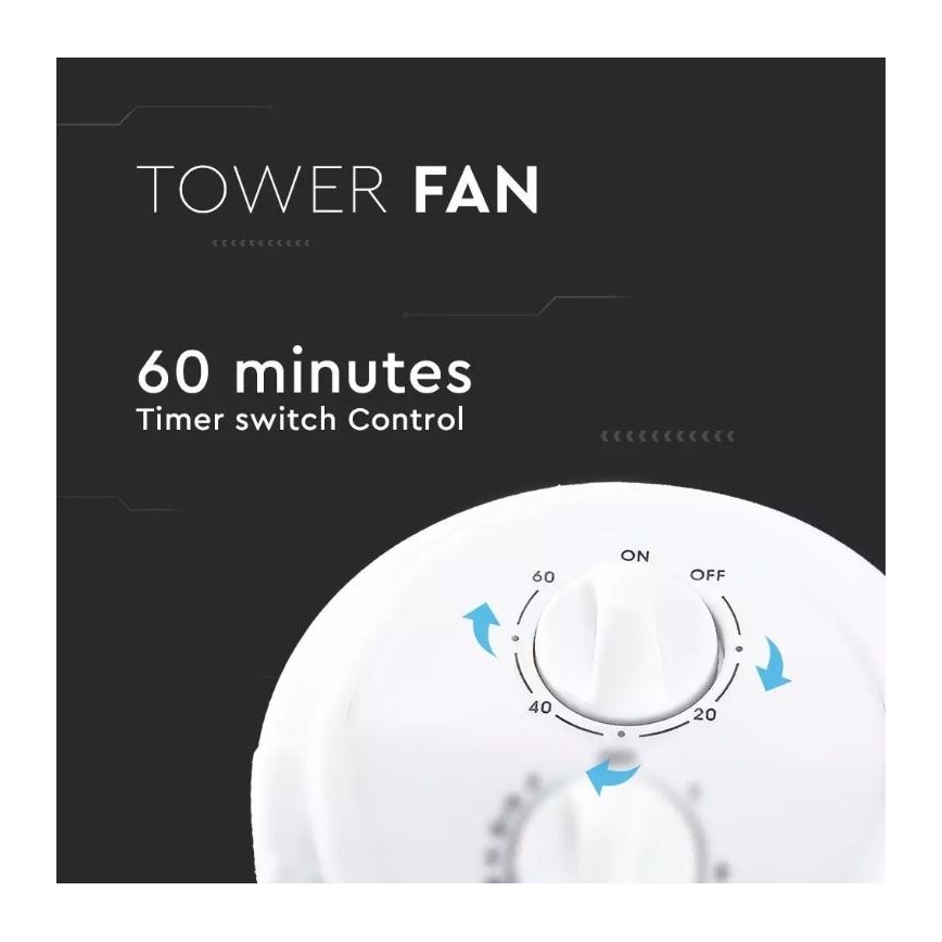 Вентилятор підлоговий з таймером 45W/230V білий
