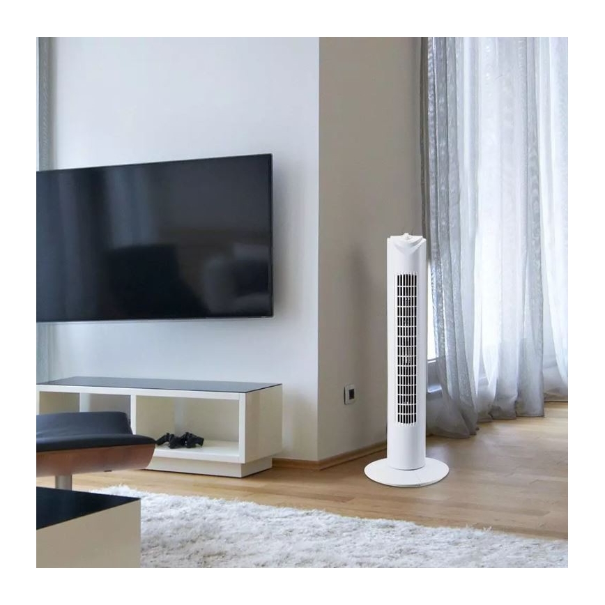 Вентилятор підлоговий з таймером 45W/230V білий