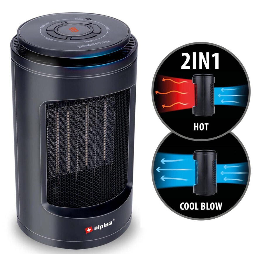Вентилятор с нагревательным элементом 600/1200W/230V черный
