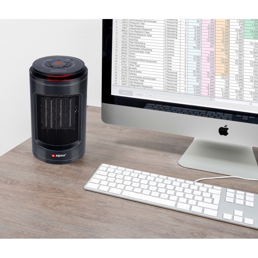 Вентилятор с нагревательным элементом 600/1200W/230V черный