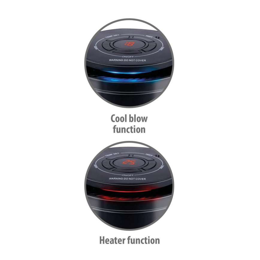 Вентилятор с нагревательным элементом 600/1200W/230V черный