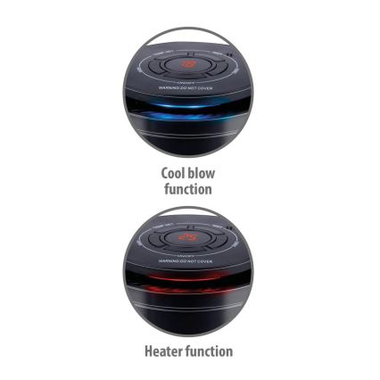 Вентилятор з нагрівальним елементом 600/1200W/230V чорний