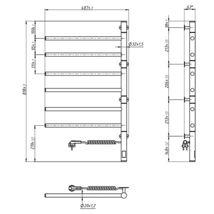 Vertaduro - Електрична поворотна сушарка для рушників з термостатом ARA 105W/230V 80x49 cm IP44 біла