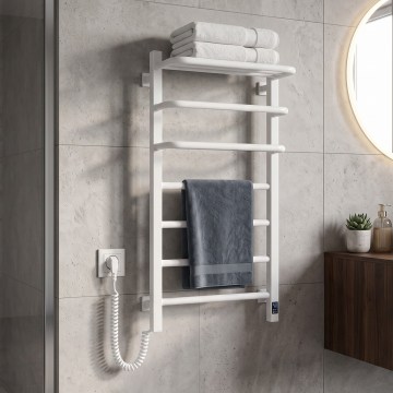 Vertaduro - Електрична рушникосушка з термостатом DOR 155W/230V 80x48 cm IP44 біла ліва