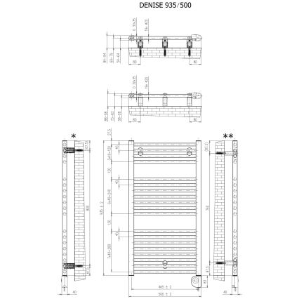 Vertaduro - Полотенцесушитель для ванной с термостатом DENISE 400 Вт 94x50 см белый