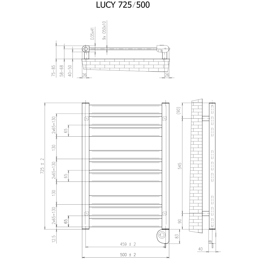 Vertaduro - Рушникосушарка для ванної кімнати з термостатом LUCY 400 Вт 73x50 см біла