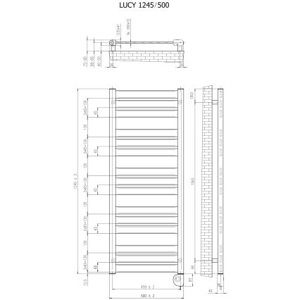 Vertaduro - Ванный радиатор с термостатом LUCY, 600 Вт, 125x50 см, белый