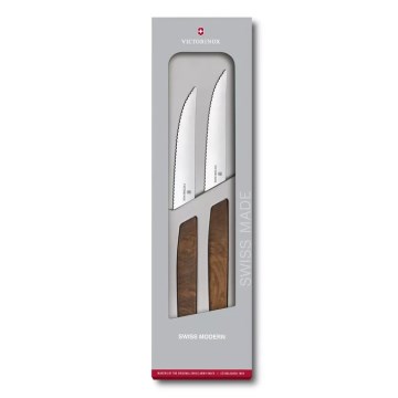 Victorinox - Набір із 2 стейкових ножів SWISS MODERN, 12 см, горіховий