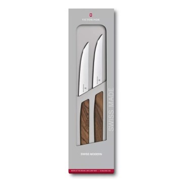 Victorinox - Набір стейкових ножів SWISS MODERN, 12 см, 2 шт., горіх