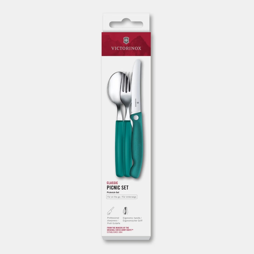 Victorinox - Набір столових приборів для пікніка SWISS CLASSIC, 3 шт., бірюзовий