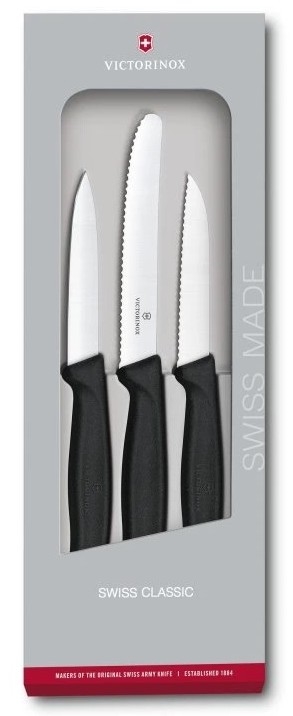 Victorinox - Набір кухонних ножів для овочів 3 шт. чорний