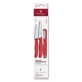 Victorinox - Набір кухонних ножів із овочечисткою SWISS CLASSIC, 3 шт., червоний