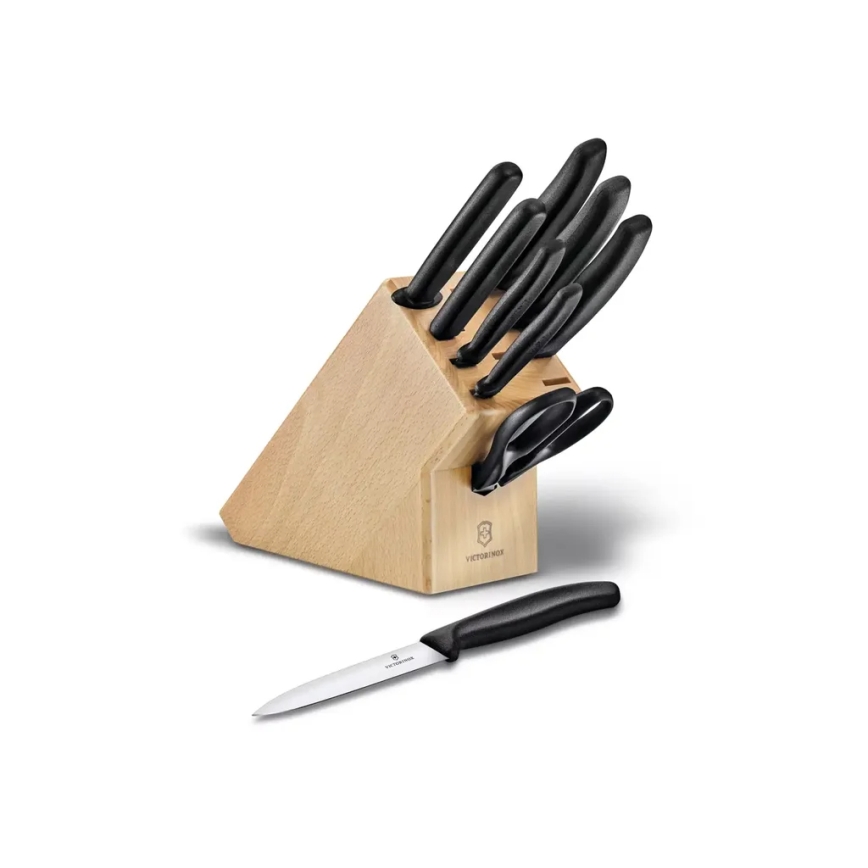 Victorinox - Набір кухонних ножів у підставці SWISS CLASSIC 10 шт. бук/бежевий