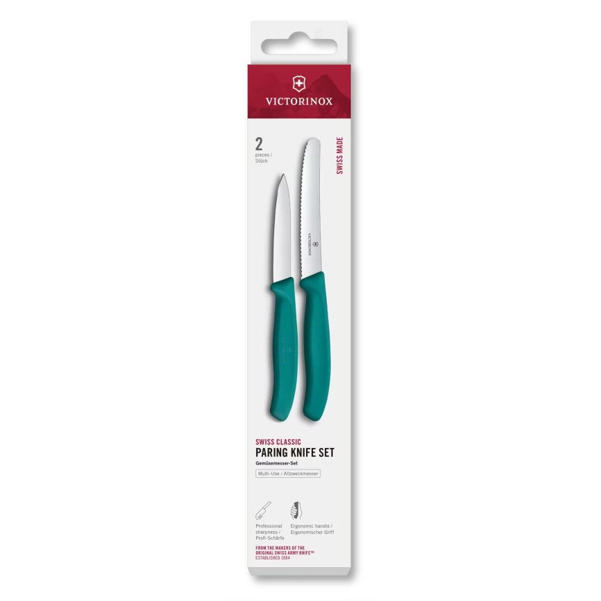 Victorinox - Набор из 2 кухонных ножей для овощей SWISS CLASSIC, бирюзовый