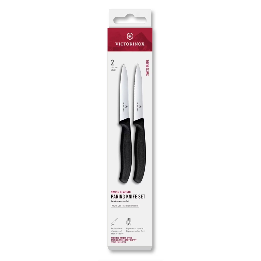 Victorinox - Набор кухонных ножей для овощей SWISS CLASSIC, 10 см, 2 шт., черный