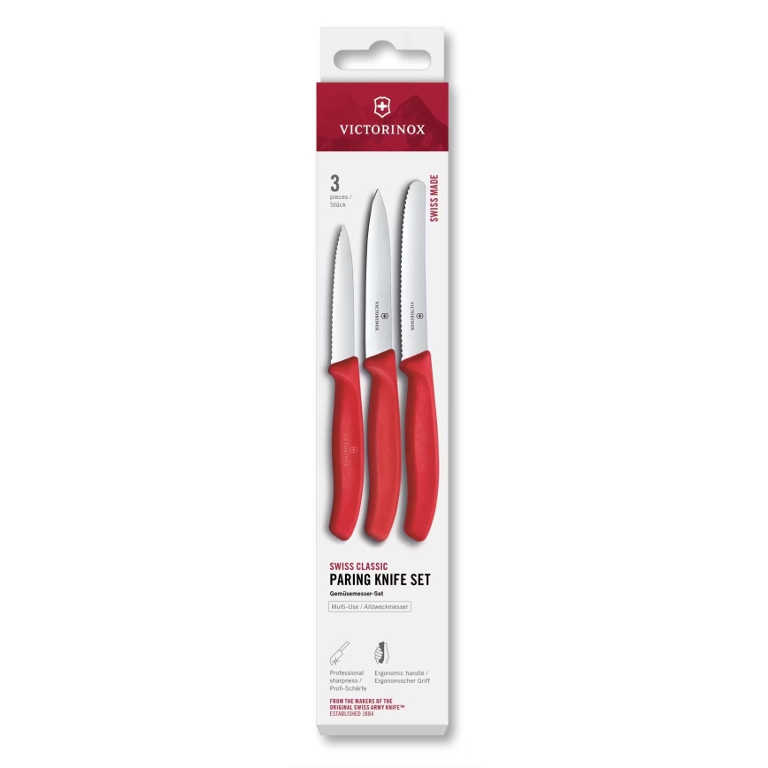 Victorinox - Набор кухонных ножей для овощей SWISS CLASSIC, 3 шт., красный