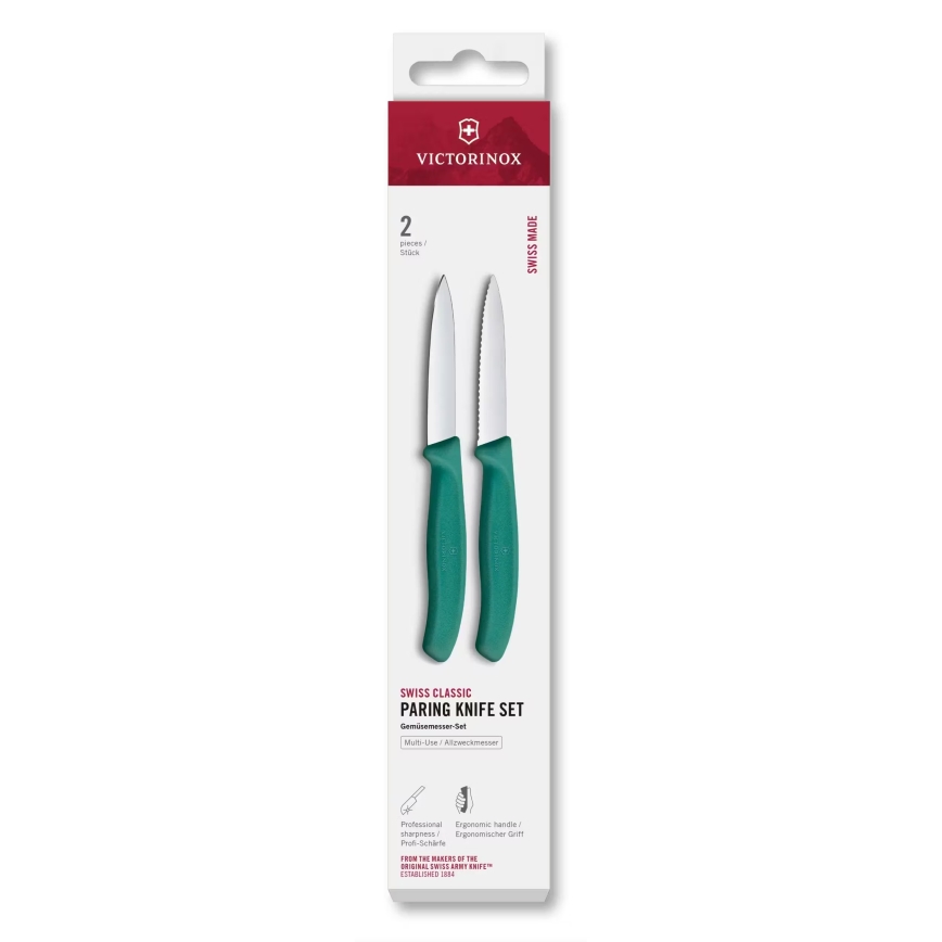 Victorinox - Набор кухонных ножей для овощей SWISS CLASSIC, 8 см, 2 шт., бирюзовый