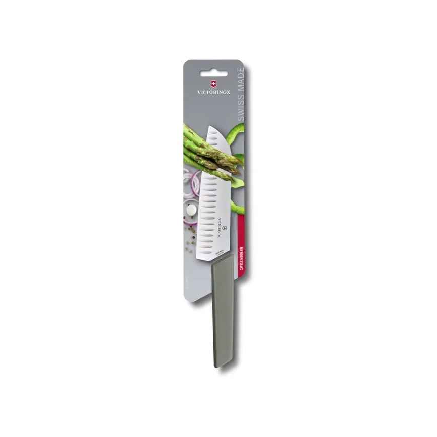 Victorinox - кухонный нож Santoku SWISS MODERN 17 см зелёный