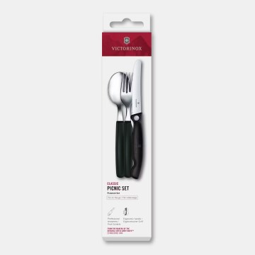Victorinox — набір столових приборів для пікніка SWISS CLASSIC, 3 шт., чорний