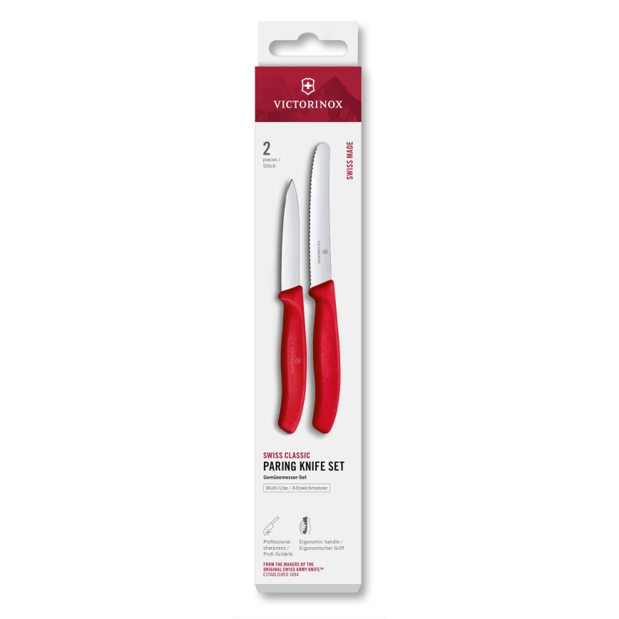 Victorinox — набор кухонных ножей для овощей SWISS CLASSIC, 2 шт., красный