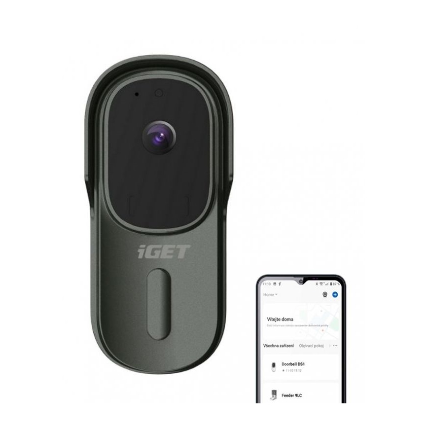 Відеодомофон з датчиком руху Full HD 1080p 5200 mAh IP65 Wi-Fi антрацит