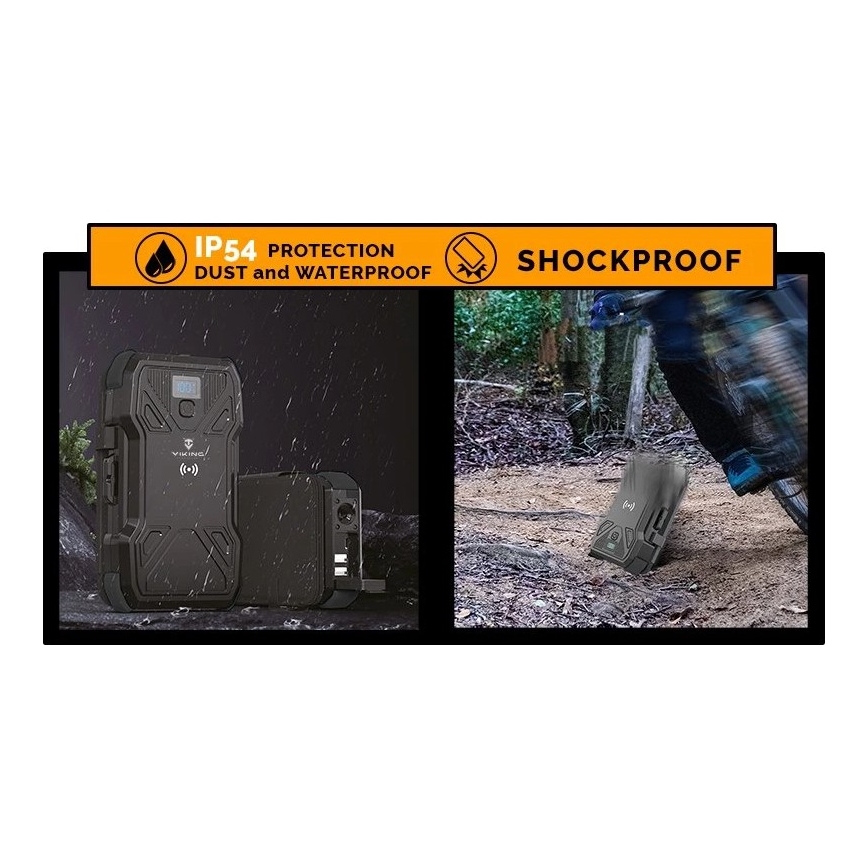 Viking - портативный аккумулятор со светодиодным фонарём, беспроводной зарядкой и солнечной панелью, с поддержкой Power Delivery 22,5 Вт/30000 мА·ч