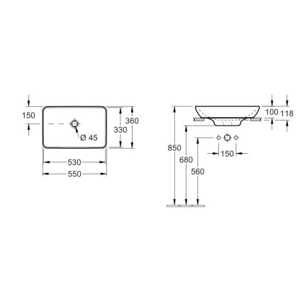Villeroy & Boch 41135501 - Накладная раковина VENTICELLO 55,5x36 см, керамика, белая