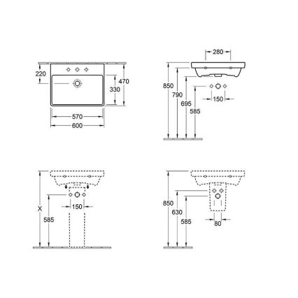 Villeroy & Boch 415860R1 - Підвісний умивальник AVENTO 60x47 см кераміка/білий