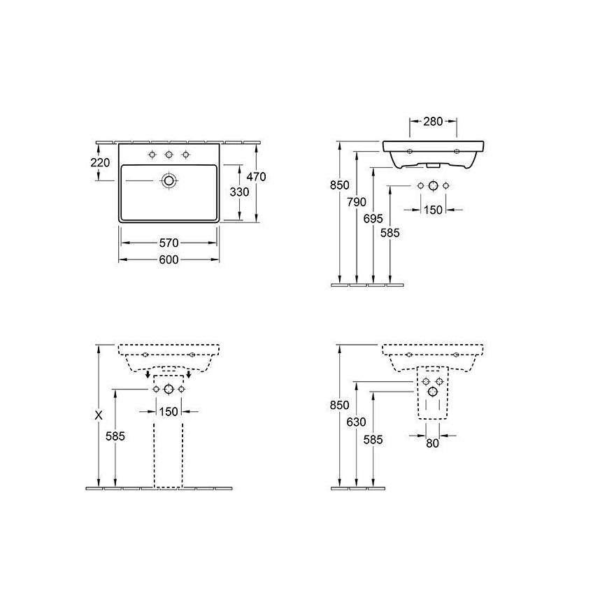 Villeroy & Boch 415860R1 - Підвісний умивальник AVENTO 60x47 см кераміка/білий