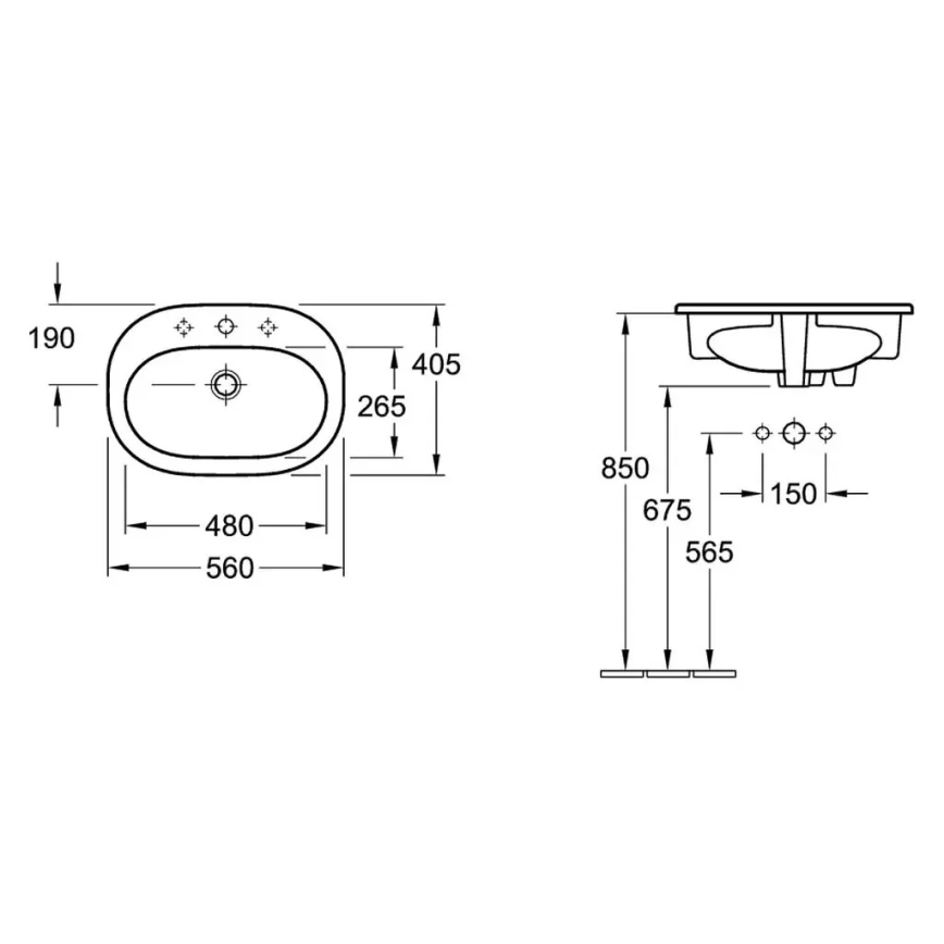 Villeroy & Boch 41615601 - Встраиваемая раковина O.NOVO 56x40,5 см керамика/белая