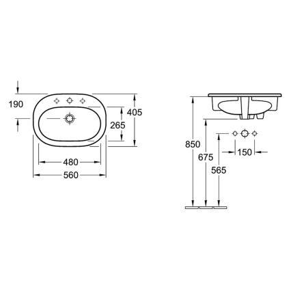 Villeroy & Boch 416156R1 - Вбудований умивальник O.NOVO 56x41 см, керамічний, білий