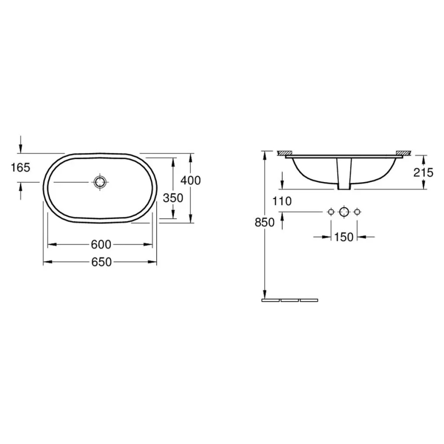 Villeroy & Boch 41626001 - Встраиваемая раковина O.NOVO 60x35 см керамика/белая