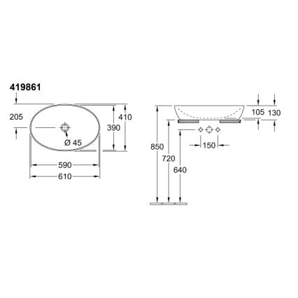 Villeroy & Boch 41986101 - Накладная раковина на столешницу ARTIS 61x41 см керамика/белый