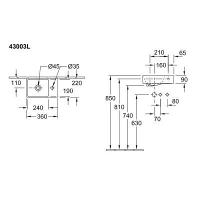 Villeroy & Boch 43003L01 - Підвісний умивальник AVENTO 36x22 см керамічний/білий