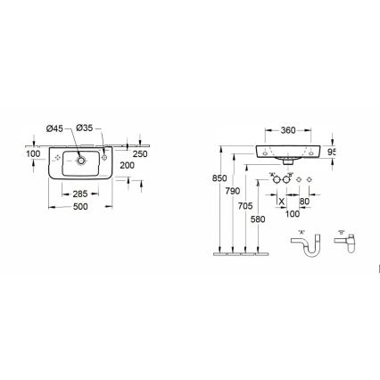 Villeroy & Boch 4342R501 - Підвісний умивальник O.NOVO 50x25 см кераміка/білий
