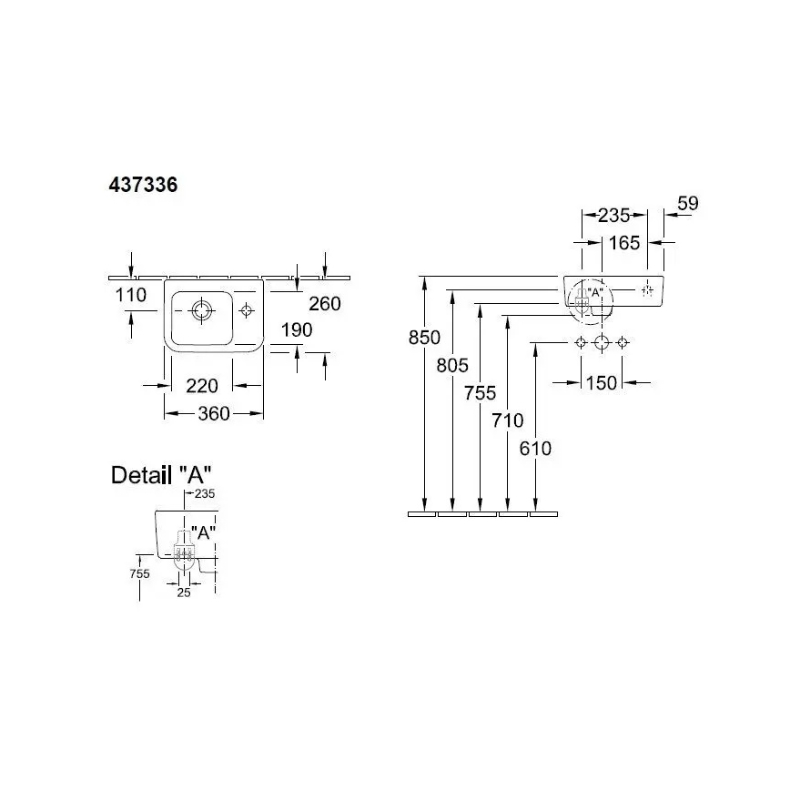 Villeroy & Boch 43733601 - Підвісний умивальник ARCHITECTURA 36x26 см кераміка/білий