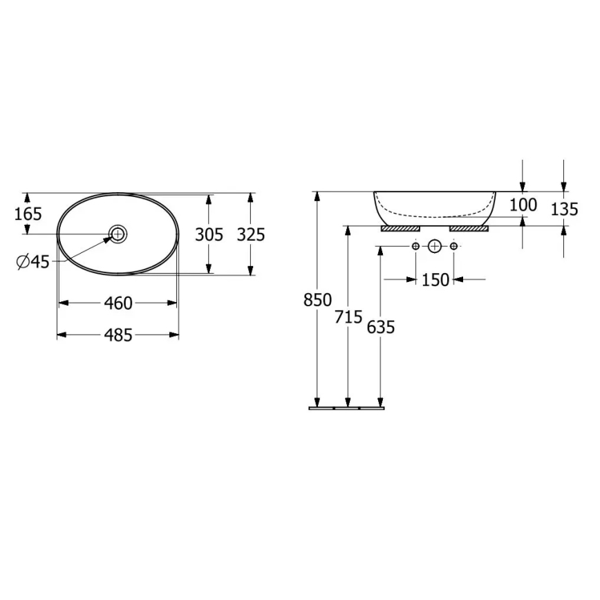 Villeroy & Boch 43884801 - Накладний умивальник ARTIS 48x32,5 см кераміка/bіла
